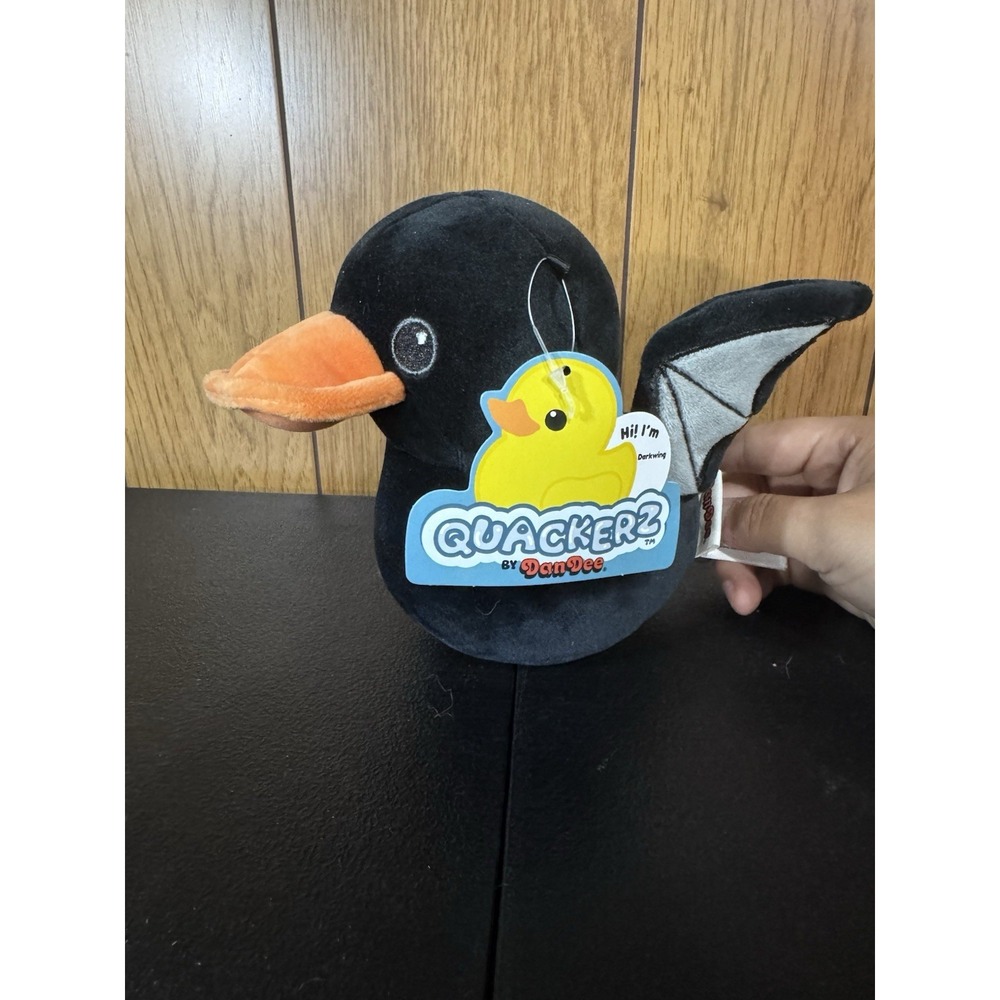 NEW Halloween Quackerz By Dandee Rubber Ducky Black Bat Plush Toy "Darkwing" Tag